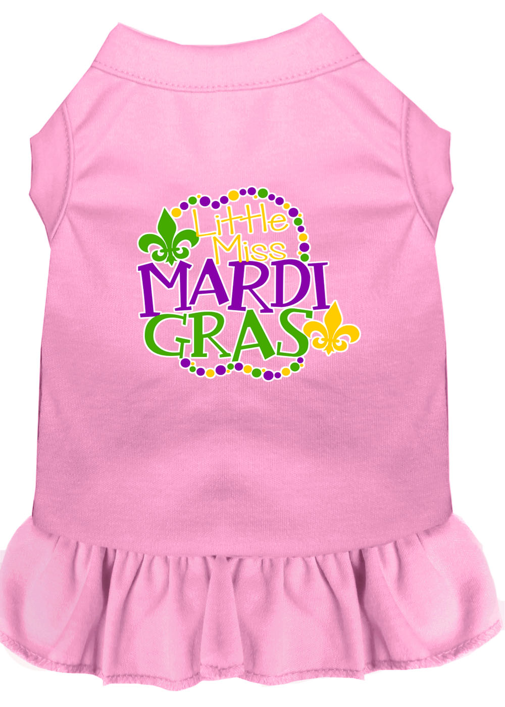 Miss Mardi Gras Screen Print Mardi Gras Dog Dress Light Pink 4X